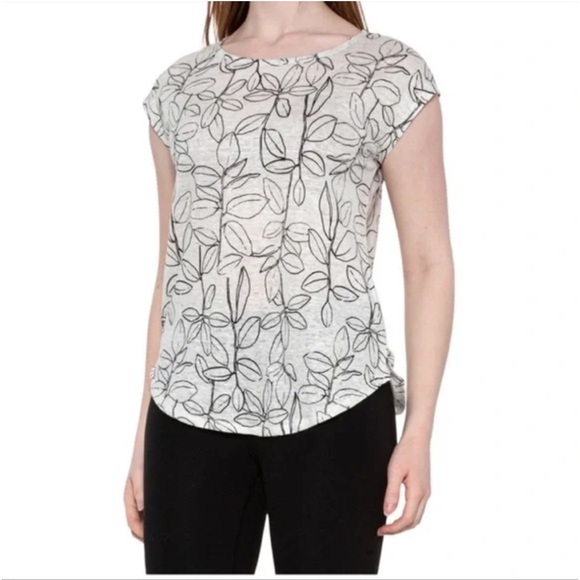 Cynthia Rowley 100% linen rounded neck knit top white/black size Medium - Picture 2 of 9